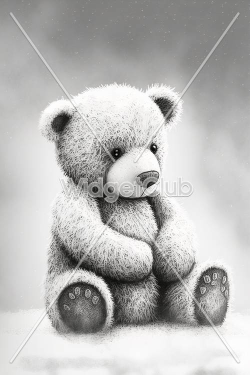 Liner drawing, Teddy bear in gray…